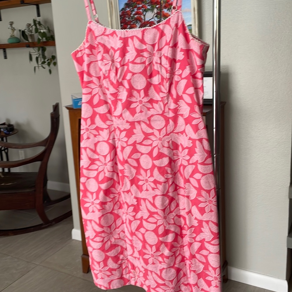 lilly pulitzer summer petite fruit light pink hot pink patterned floral dress